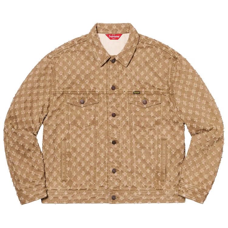 Supreme Hole Punch Denim Trucker Jacket Brown