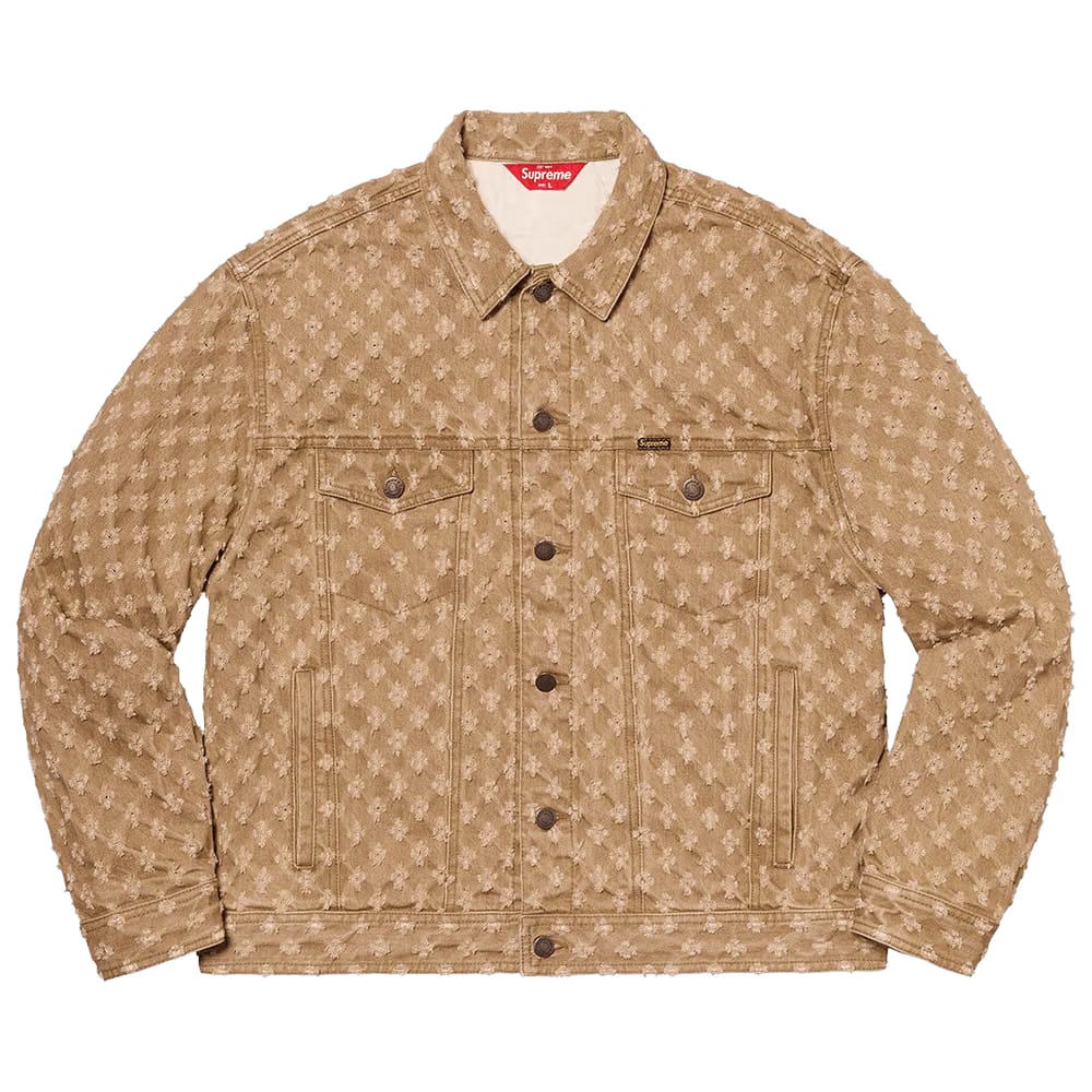 Supreme Hole Punch Denim Trucker Jacket Brown