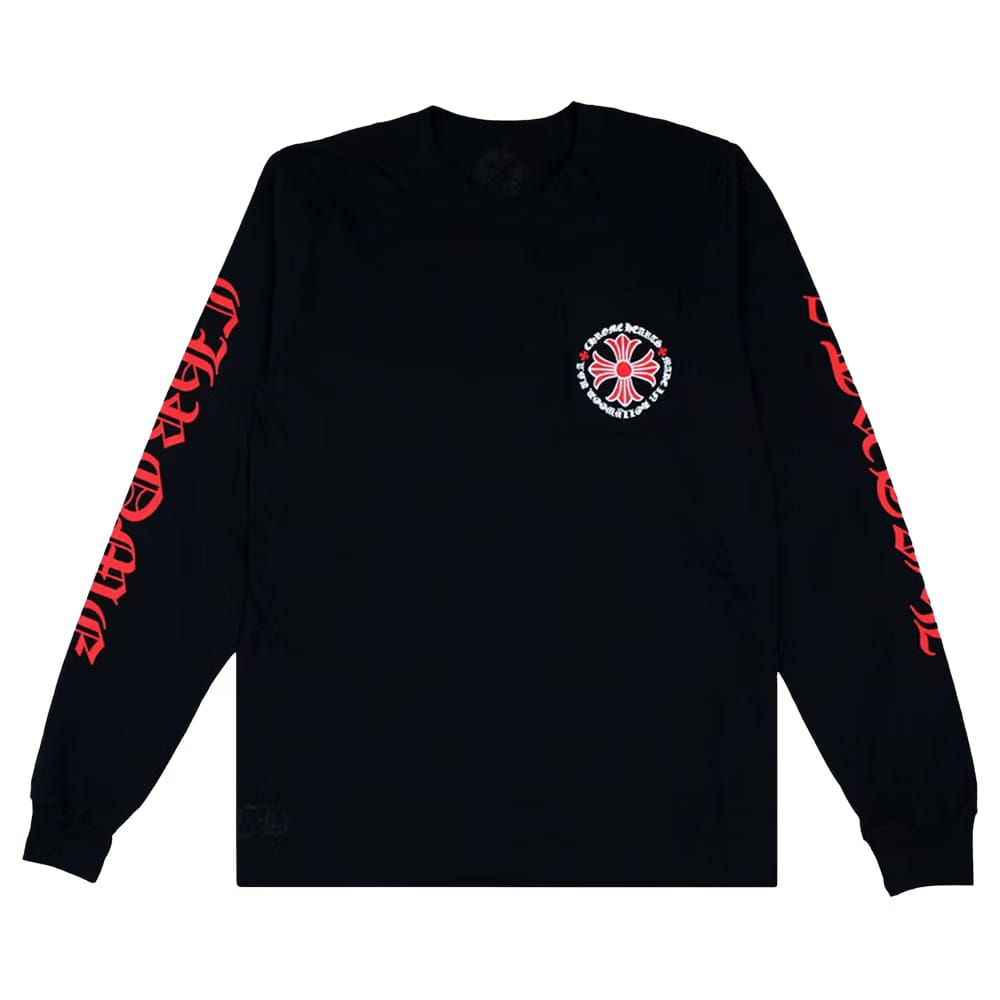 Chrome Hearts Made In Hollywood Plus Cross Long-Sleeve T-Shirt Black/Red