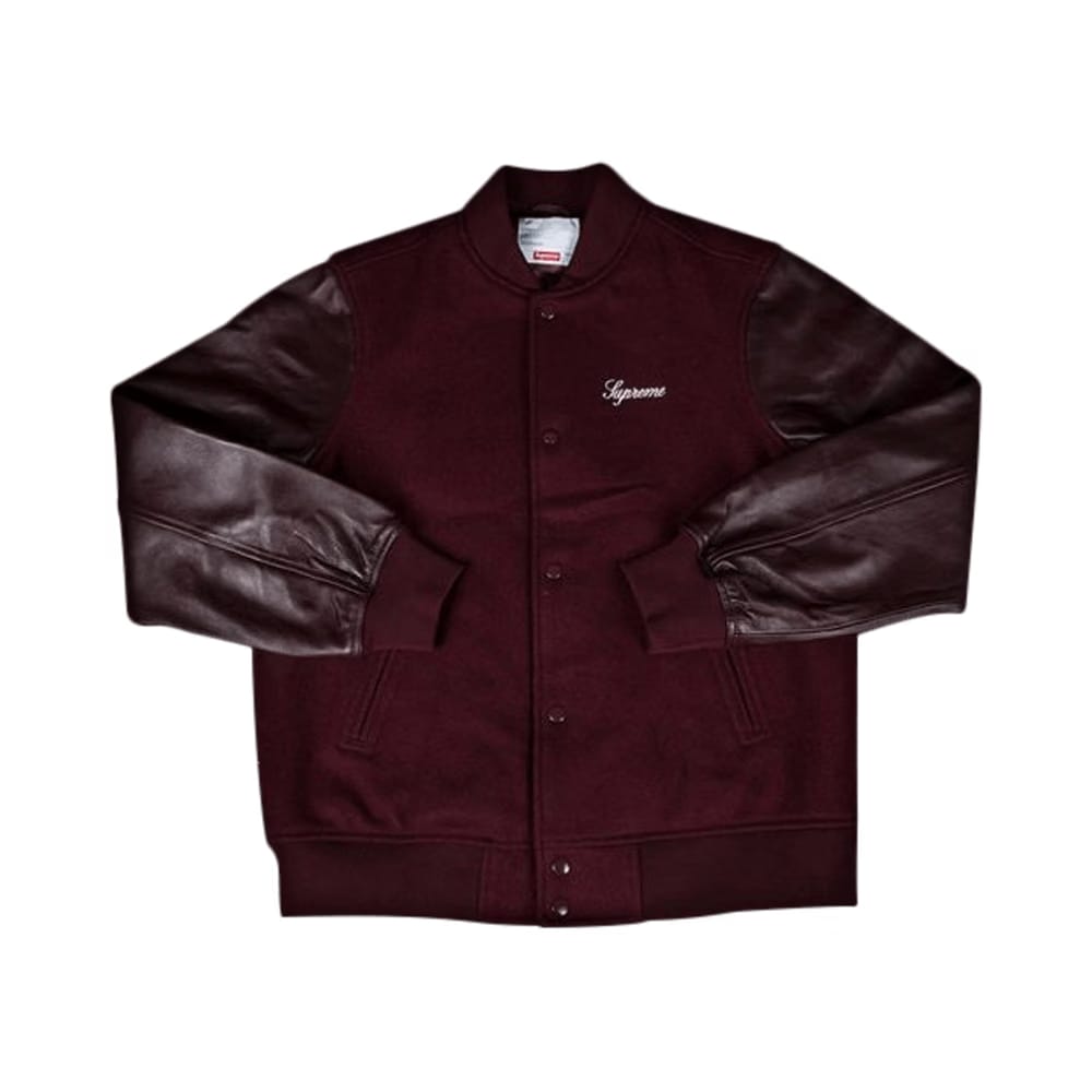 Supreme Crew Varsity Jacket Burgundy