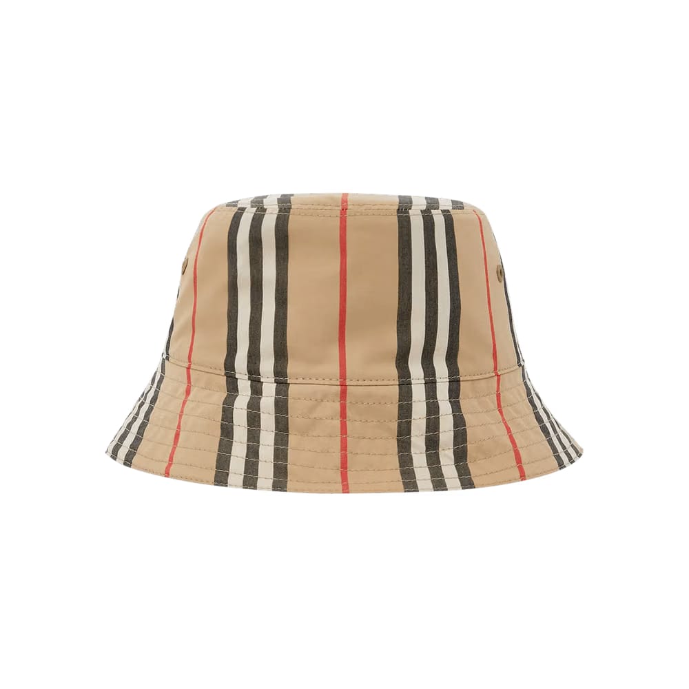 Burberry Reversible Icon Stripe Bucket Hat Archive Beige
