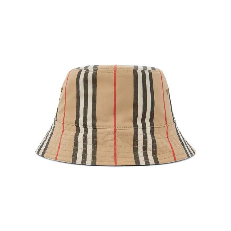 Burberry Reversible Icon Stripe Bucket Hat Archive Beige