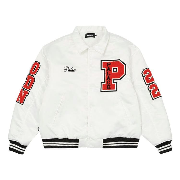 Palace Satin Varsity Jacket White