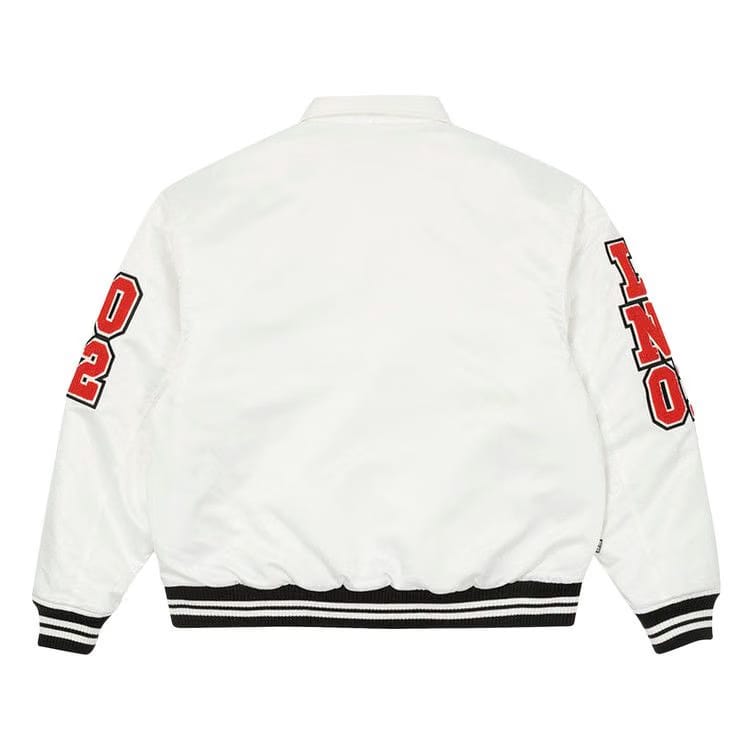 Palace Satin Varsity Jacket White