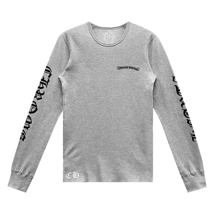 Chrome Hearts Scroll Logo Long-Sleeve Thermal T-Shirt Grey