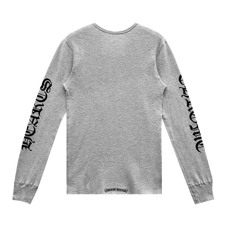 Chrome Hearts Scroll Logo Long-Sleeve Thermal T-Shirt Grey