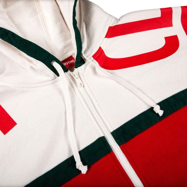 Supreme Big Logo Paneled Zip Up Hoodie Red