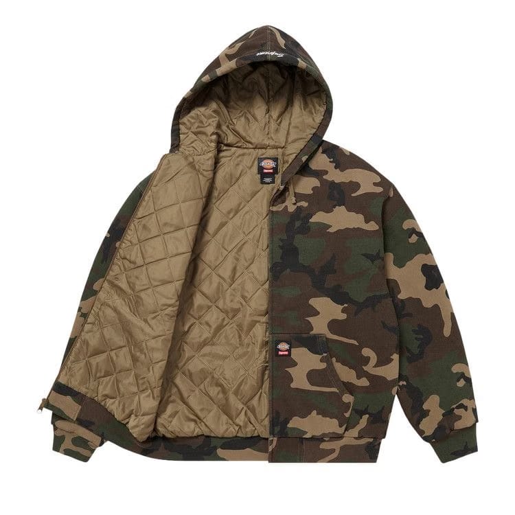 Supreme x Dickies Quilted Lined Zip Up Hoodie Woodland Camo