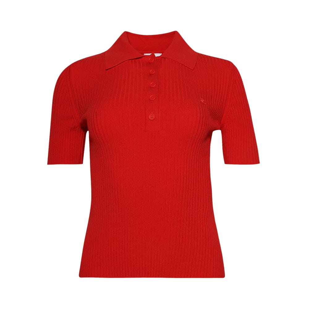 Courrèges Signature Rib Knit Polo Poppy