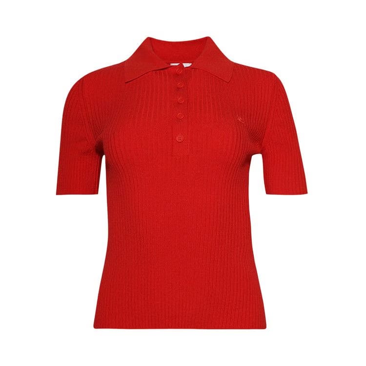 Courrèges Signature Rib Knit Polo Poppy