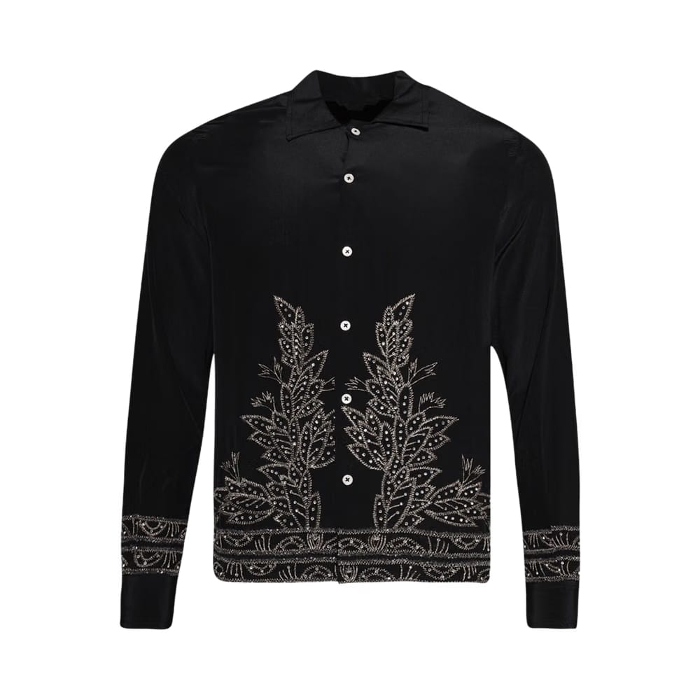 Bode Beaded Epoque Long Sleeve Shirt Black