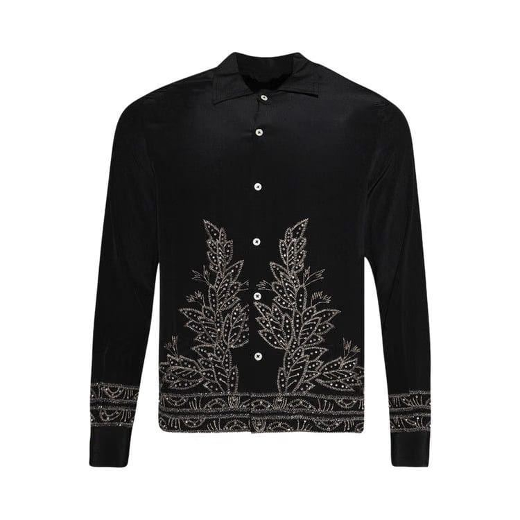 Bode Beaded Epoque Long Sleeve Shirt Black