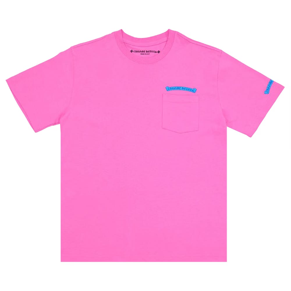 Chrome Hearts Scroll Logo Pocket T-Shirt Pink/Blue