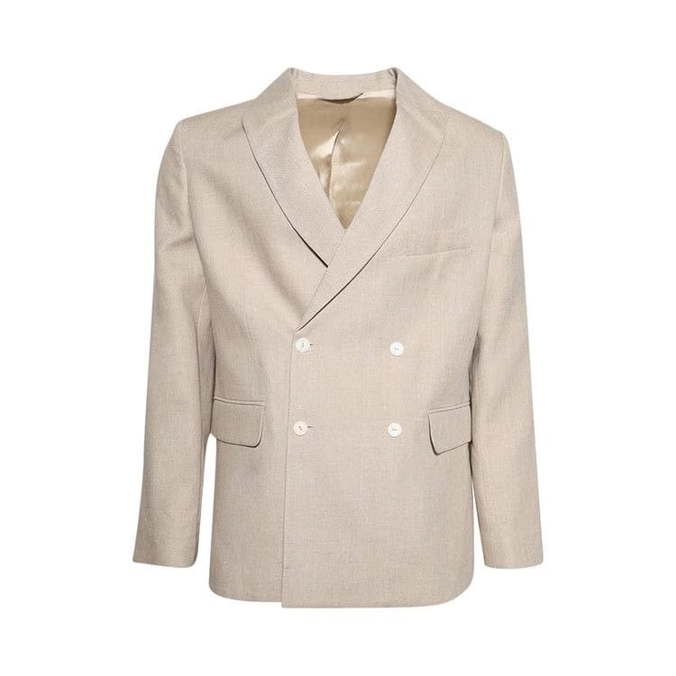 Bode Lightweight Linen Double-Breasted Suit Jacket Wheat