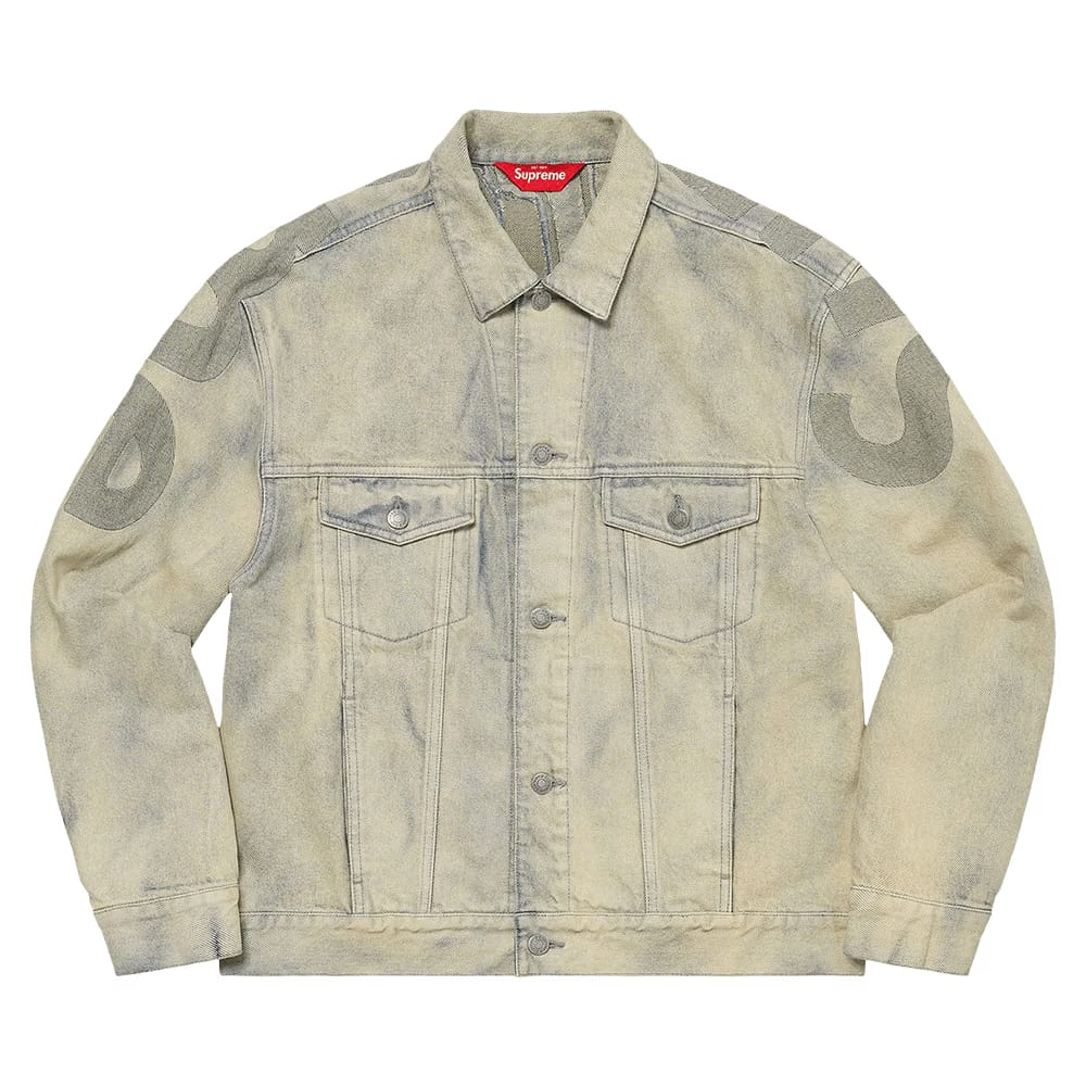 Supreme Inset Logo Denim Trucker Jacket Dirty
