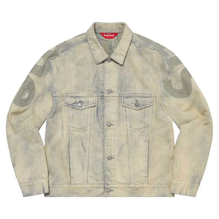 Supreme Inset Logo Denim Trucker Jacket Dirty
