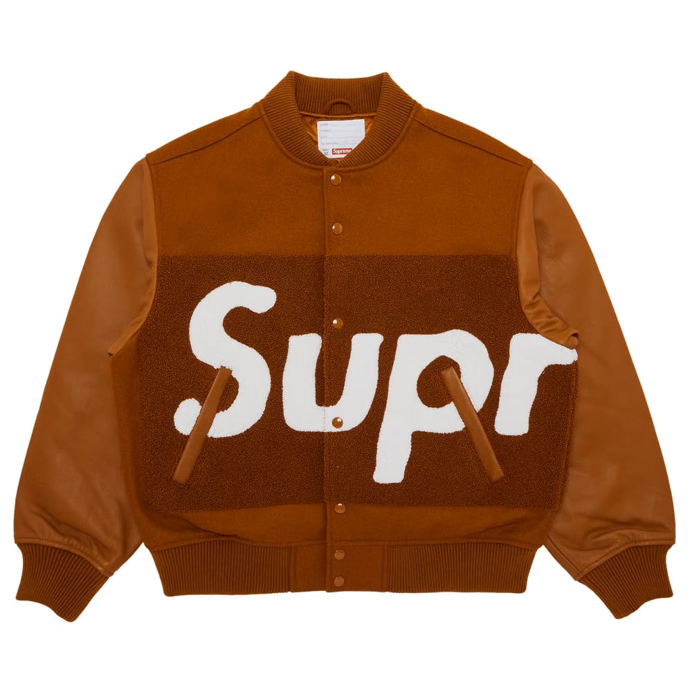 Supreme Big Logo Chenille Varsity Jacket Mustard