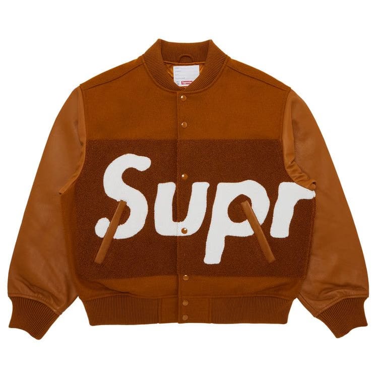 Supreme Big Logo Chenille Varsity Jacket Mustard