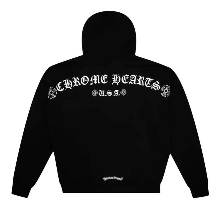 Chrome Hearts T Logo USA Shoulder Hoodie Black