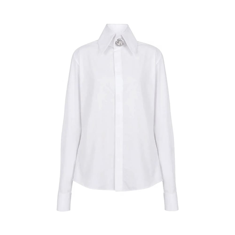 Balmain Embellished Poplin Shirt White
