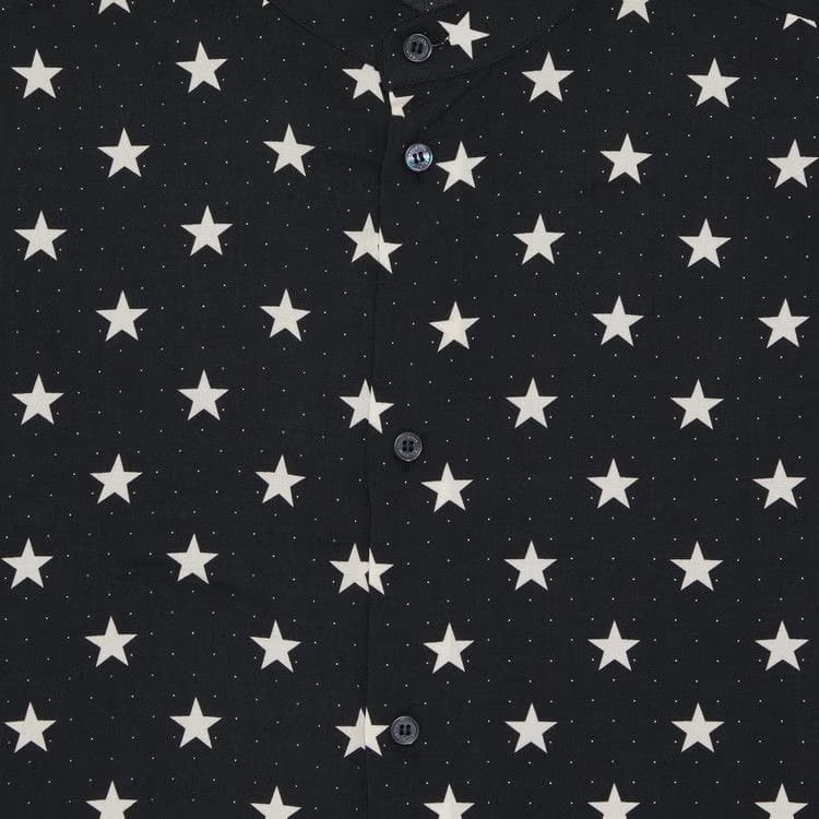 Balmain Shorts-Sleeve Stars Print Shirt Black/Ivory