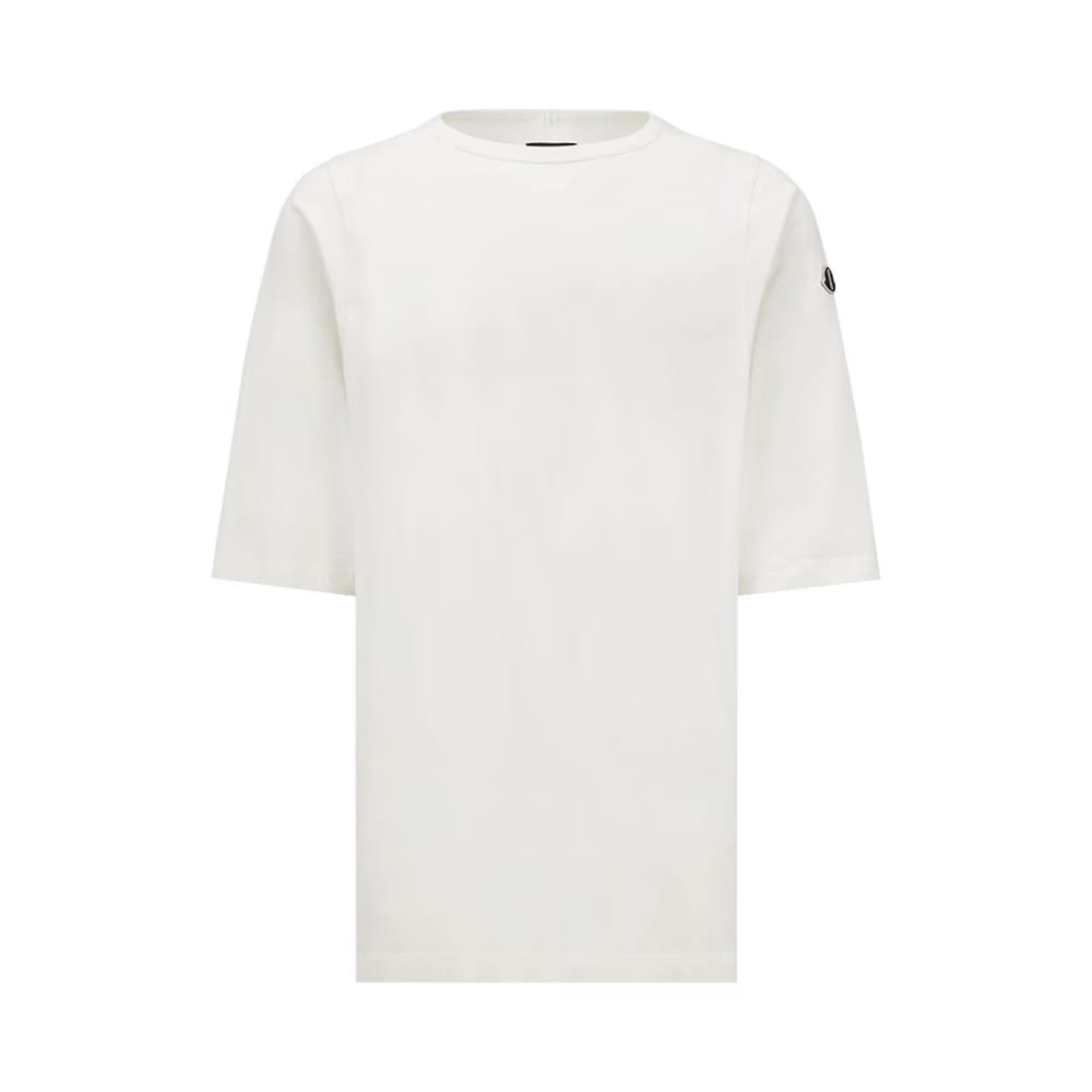 Moncler x Rick Owens Knitted Crewneck Shorts-Sleeve T-Shirt Milk