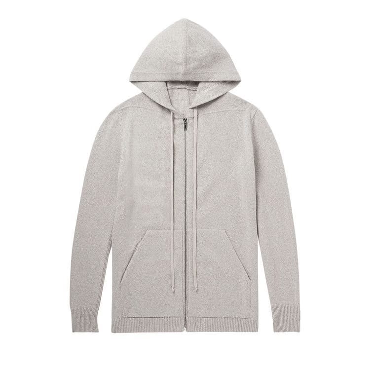 Rick Owens Recycled Cashmere Zipped Hoodie Pearl