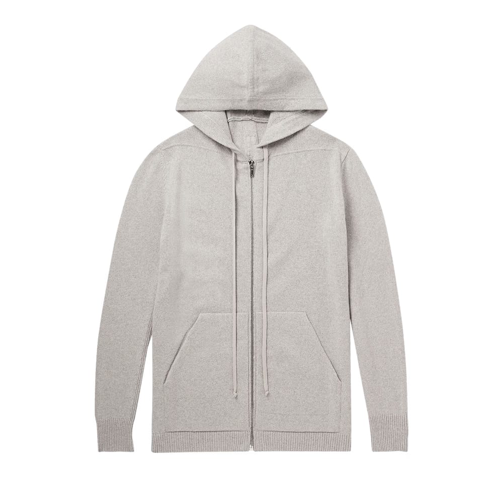 Rick Owens Recycled Cashmere Zipped Hoodie Pearl