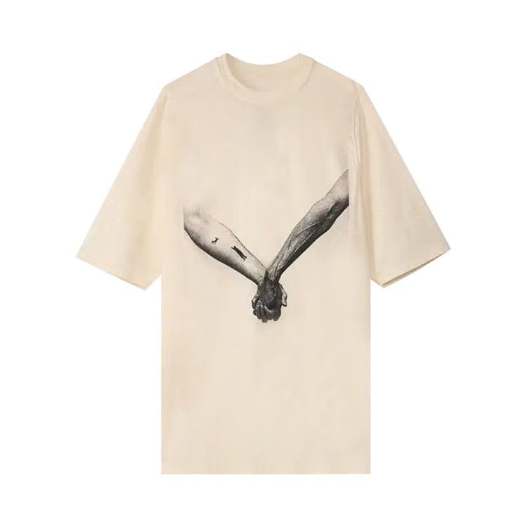 Rick Owens Jumbo Shorts-Sleeve T-Shirt Natural/Black