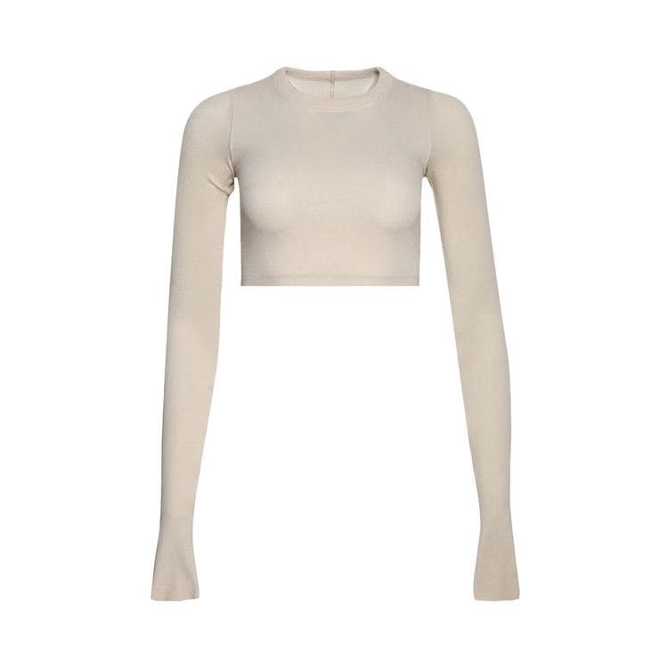 Rick Owens Crop Long-Sleeve Tee Natural