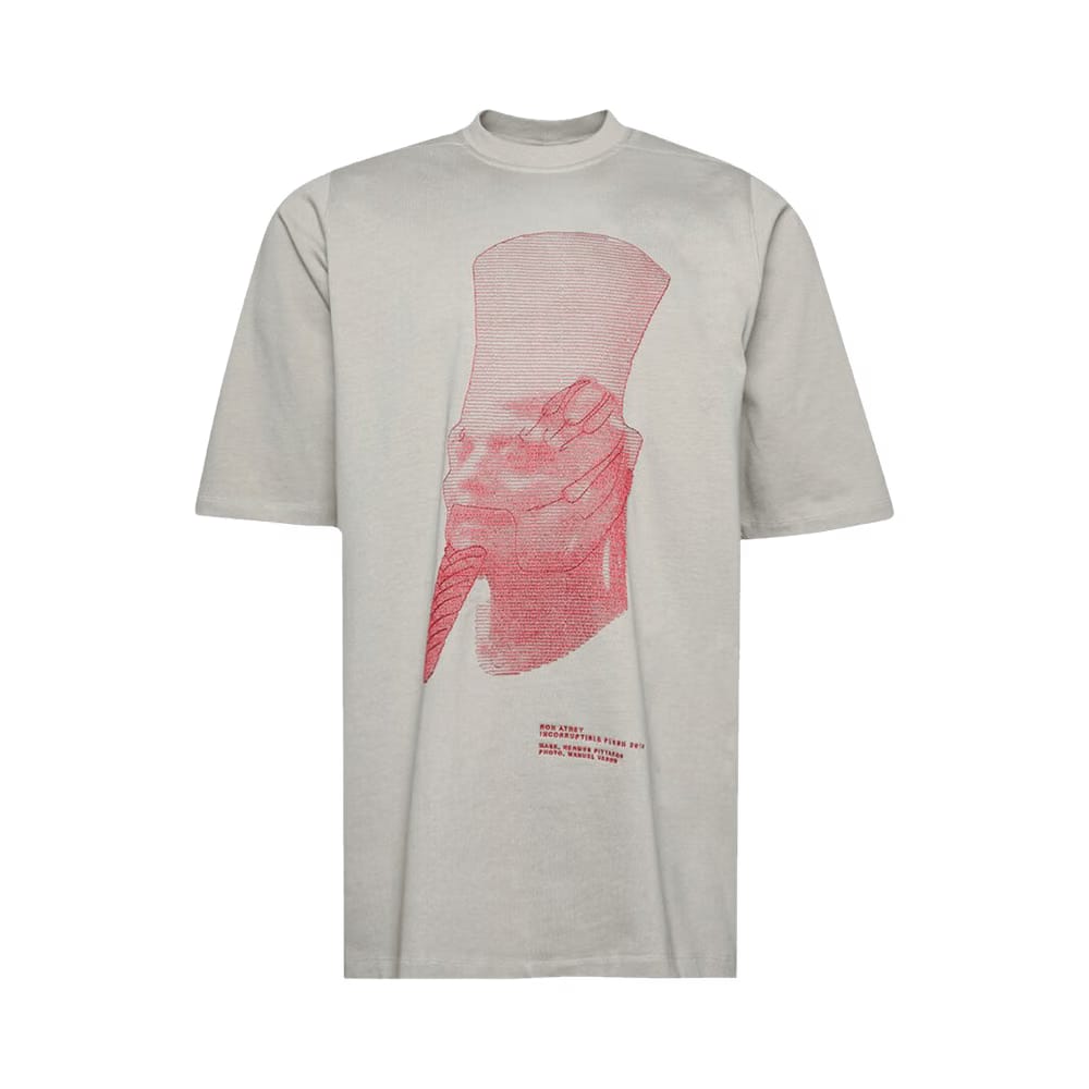 Rick Owens Ron Jumbo T-Shirt Pearl/Cardinal Red