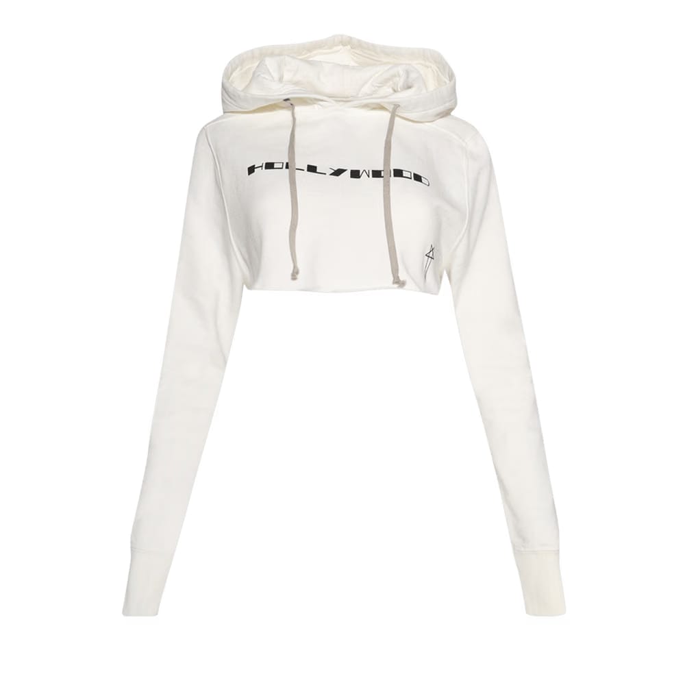 Rick Owens DRKSHDW Cropped Hoodie Milk/Black