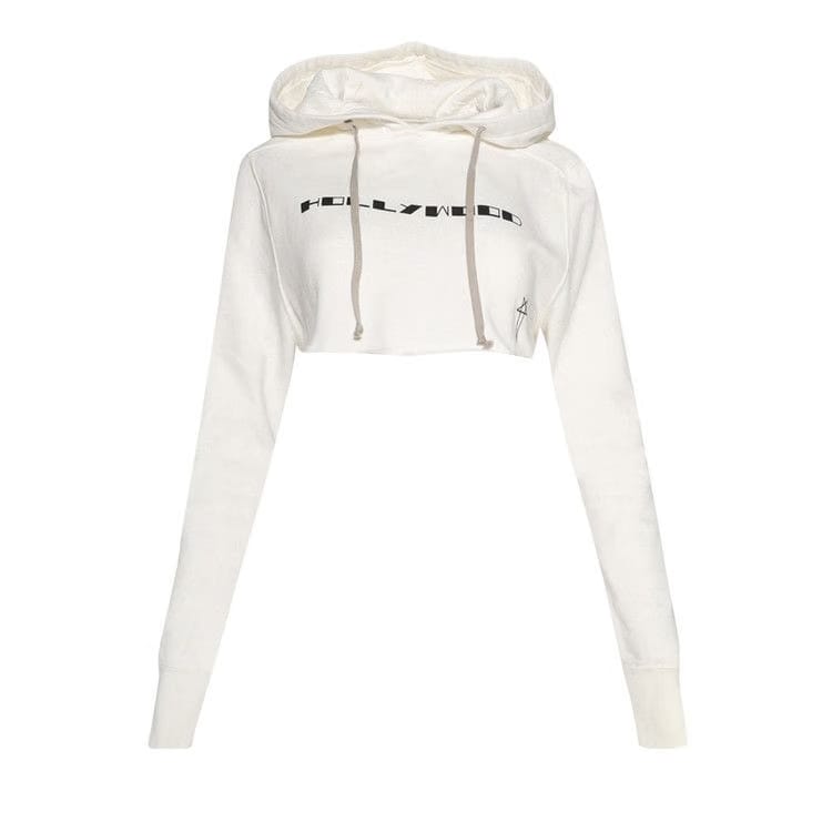 Rick Owens DRKSHDW Cropped Hoodie Milk/Black