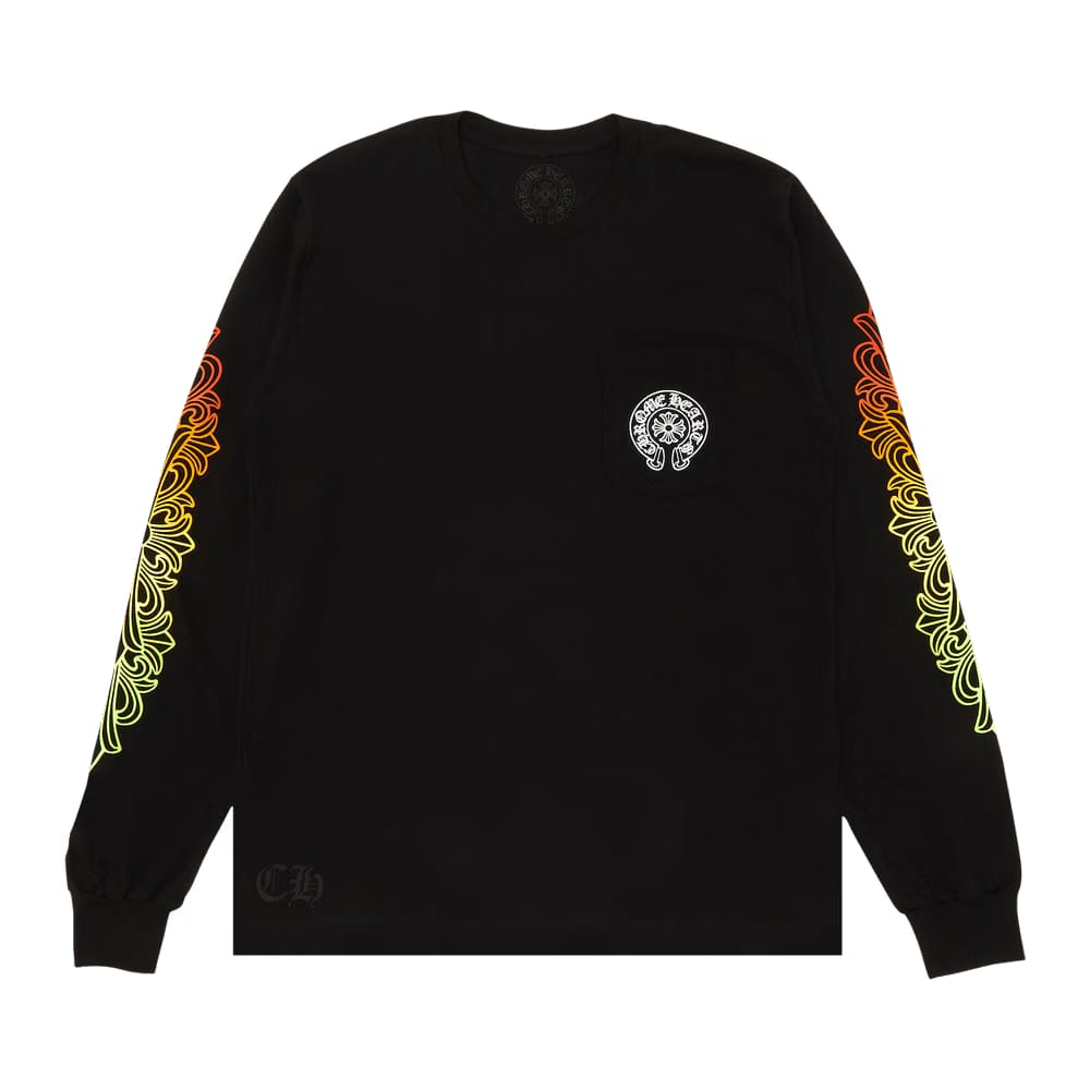 Chrome Hearts Floral Sleeve Gradient Long-Sleeve T-Shirt Black