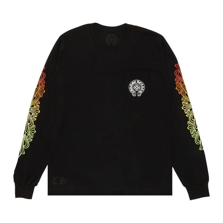 Chrome Hearts Floral Sleeve Gradient Long-Sleeve T-Shirt Black