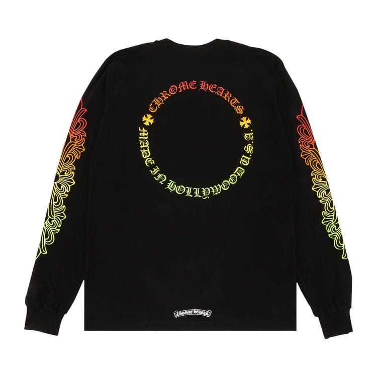Chrome Hearts Floral Sleeve Gradient Long-Sleeve T-Shirt Black