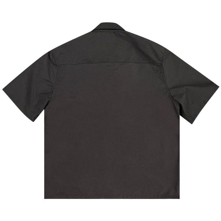 Chrome Hearts Nylon Zip Up Collar Shirt With Leather Pockets Black