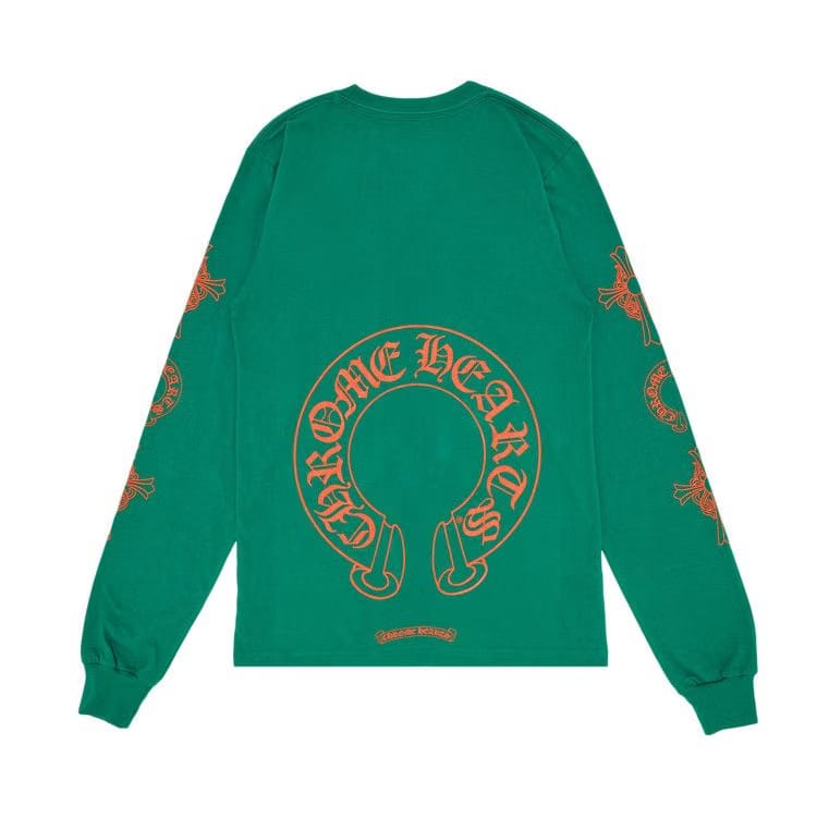 Chrome Hearts Horseshoe Cross Logo Long-Sleve Green/Orange
