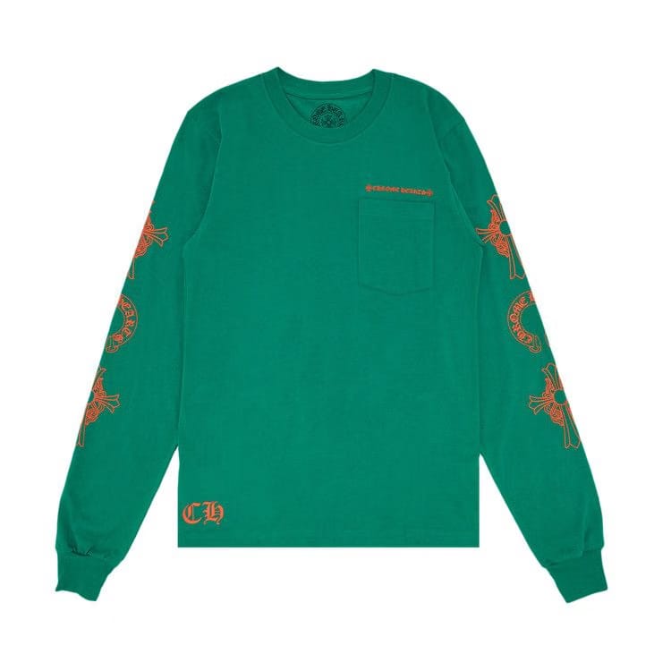 Chrome Hearts Horseshoe Cross Logo Long-Sleve Green/Orange