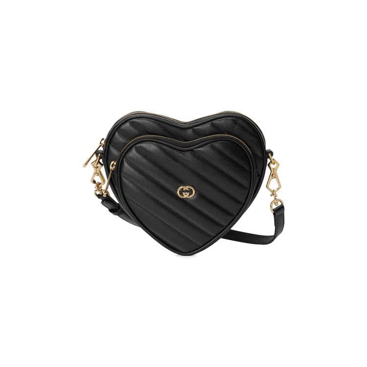 Gucci Interlocking G Mini Heart Shoulder Bag Black