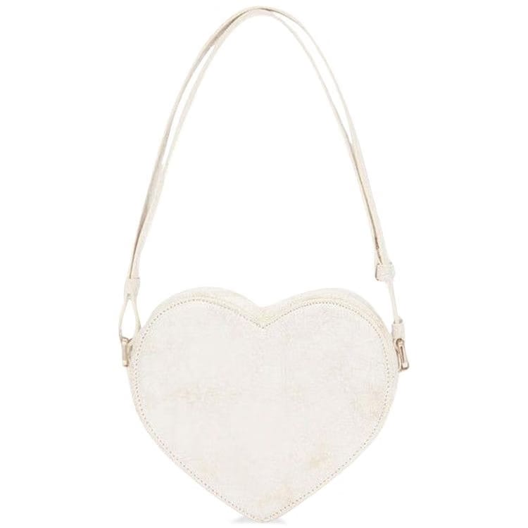 Ambush Heart Leather Shoulder Bag White