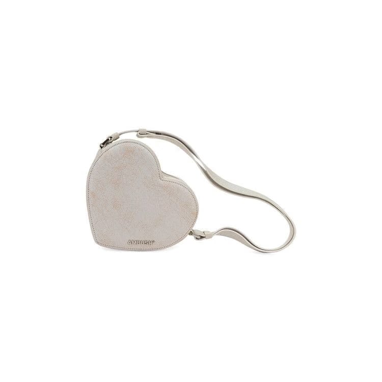 Ambush Heart Leather Shoulder Bag White