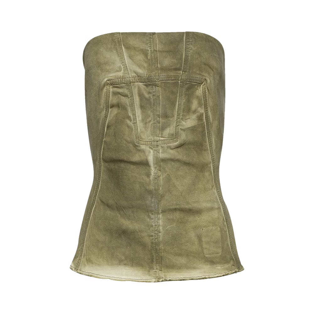Rick Owens DRKSHDW Porterville Stretch Denim Bustier Top Sage