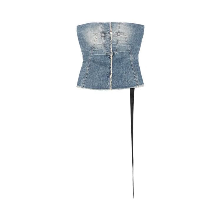 Rick Owens DRKSHDW Denim Bustier Top Washed Indigo