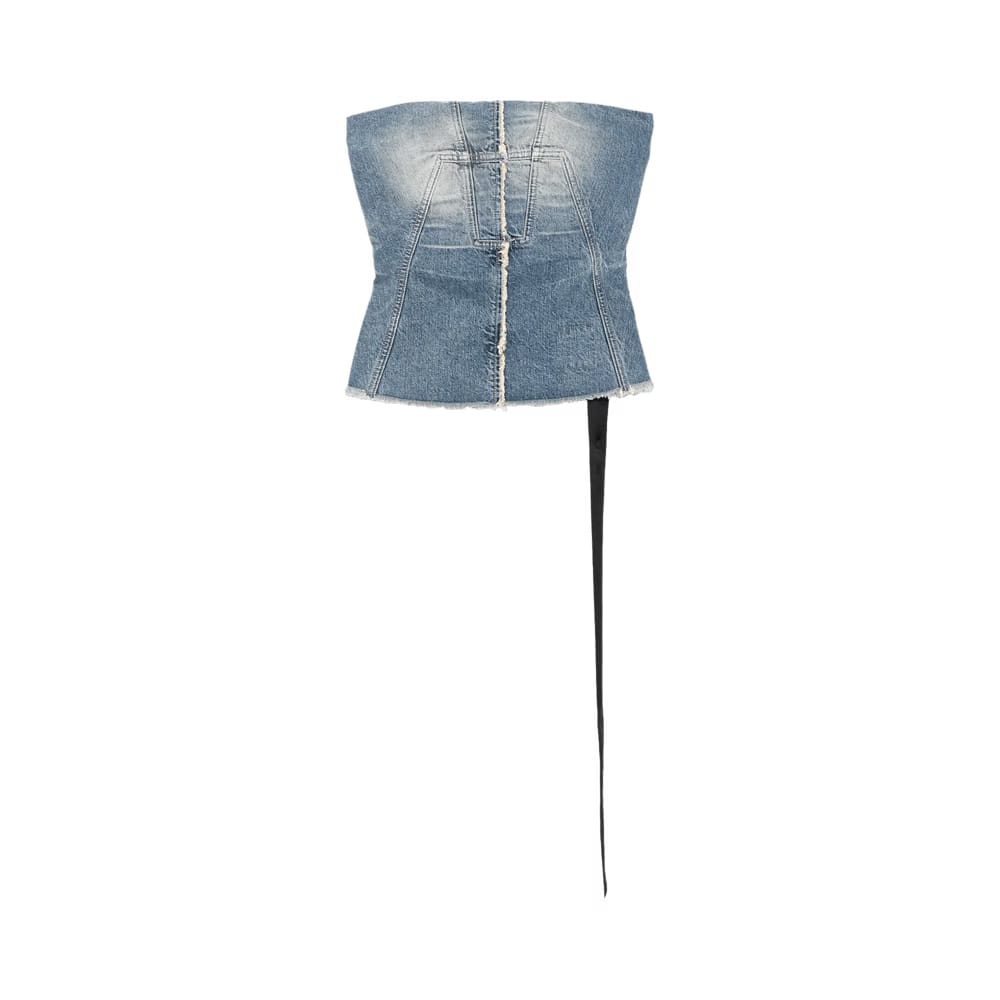 Rick Owens DRKSHDW Denim Bustier Top Washed Indigo