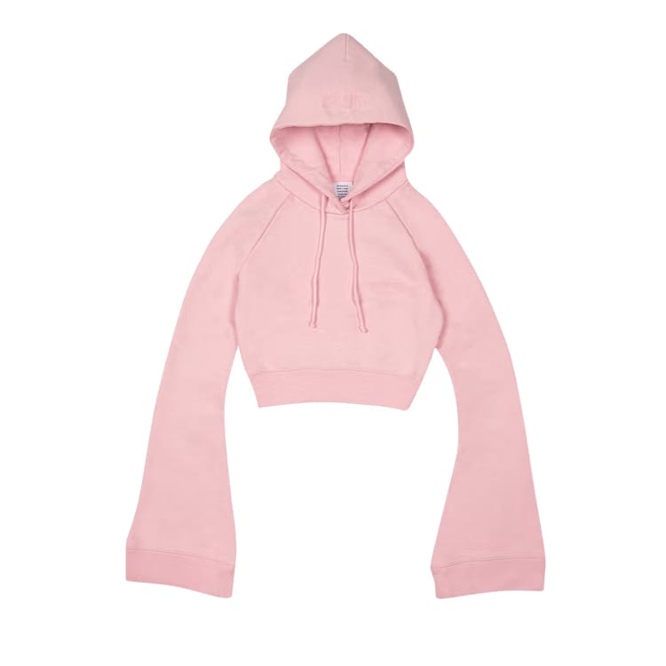Vetements Flared Sleeve Cropped Hoodie Pink