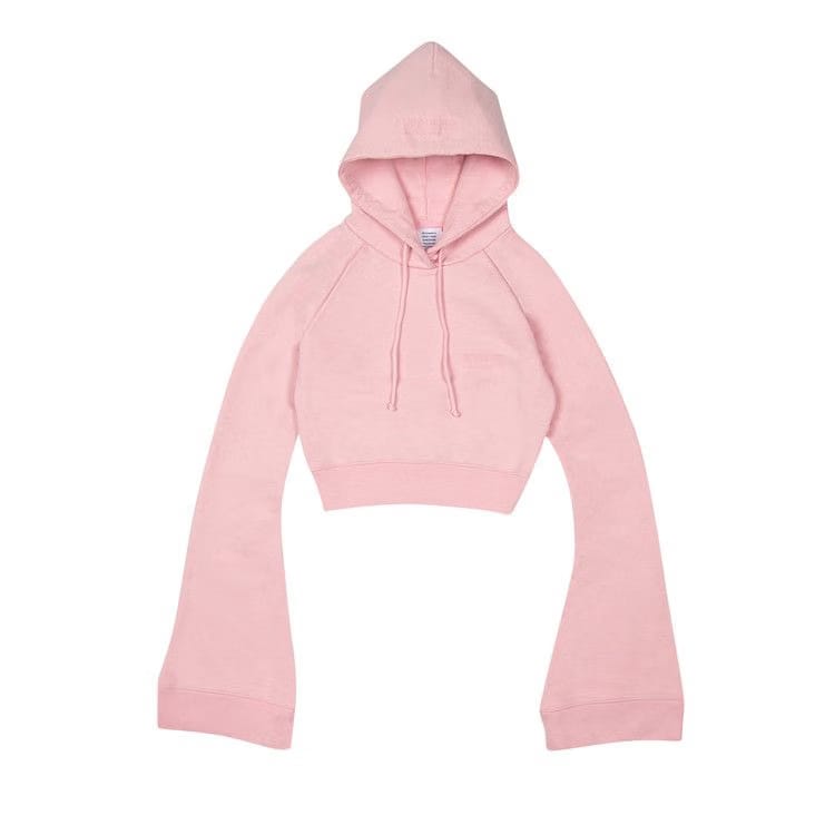 Vetements Flared Sleeve Cropped Hoodie Pink