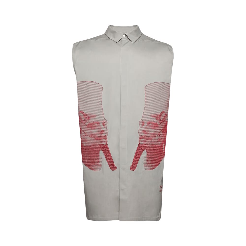 Rick Owens Ron Jumbo Outershirt Pearl/Cardinal Red