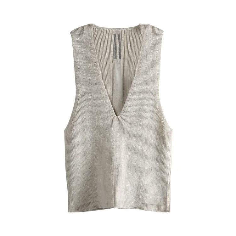 Rick Owens Maglia V Neck Top Natural