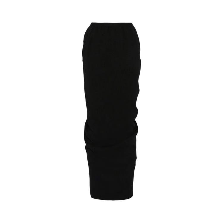 Rick Owens Wool Pillar Long Skirt Black